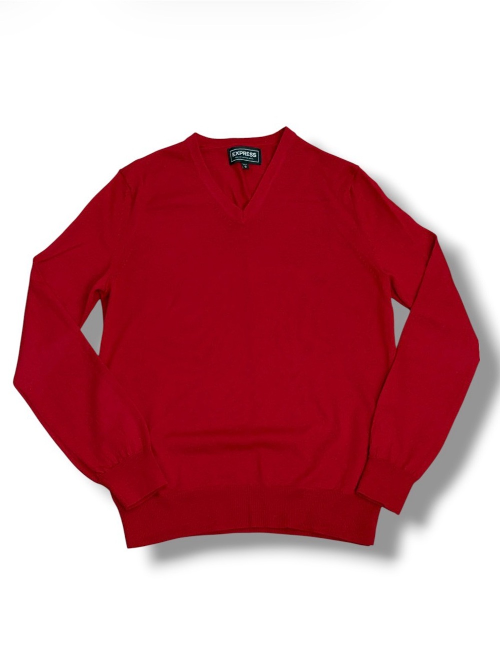Vintage Express Italian Merino Wool Sweater Men's Size Medium Red V Neck